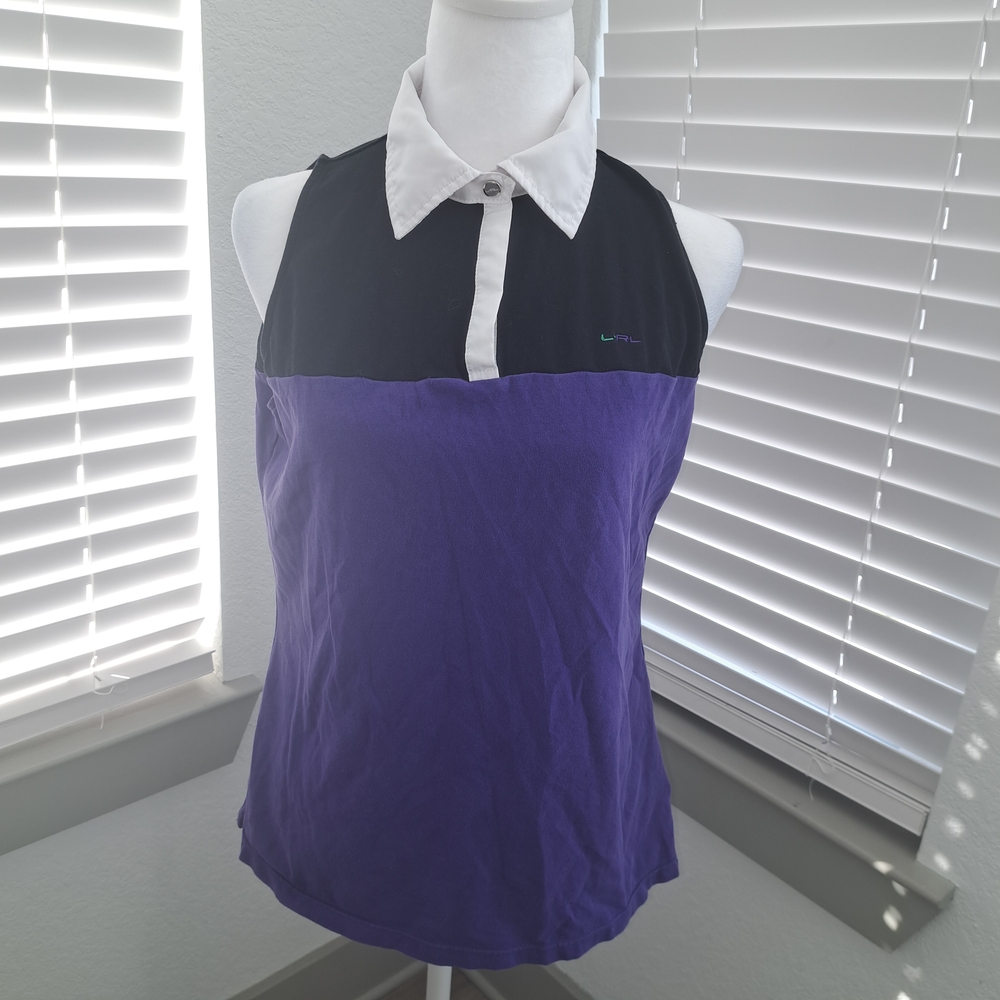 Ralph Lauren Black and Purple Blouse with White Collar